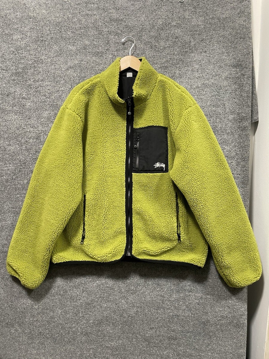 Stussy Moss Green Reversible Sherpa Jacket Designer Fleece Stussy Moss Green Reversible Sherpa Jacket Designer Fleece