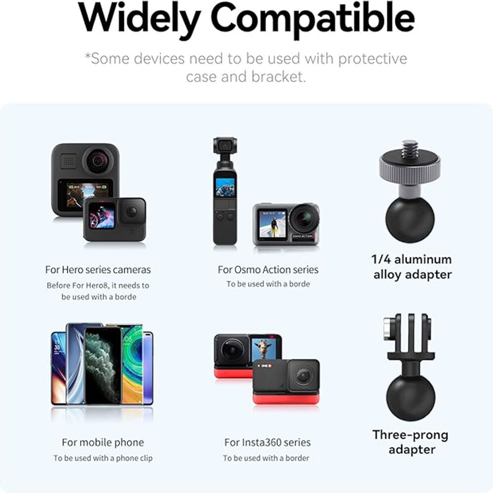 Bike Motorcycle Handlebar Clamp Holder Clip GoPro Insta360 W 360 Insta 360 DJI
