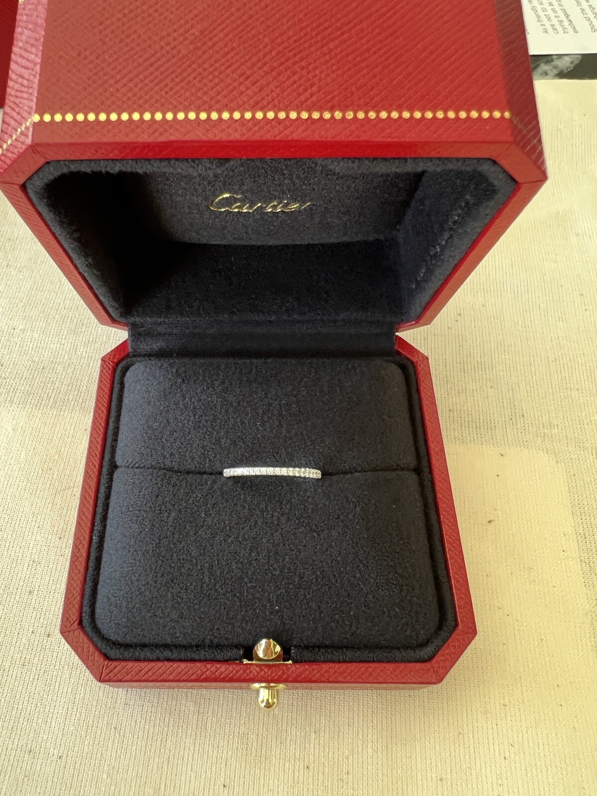 Cartier Etincelle 1.5mm Diamond Paved White Gold Wedding Band 49mm