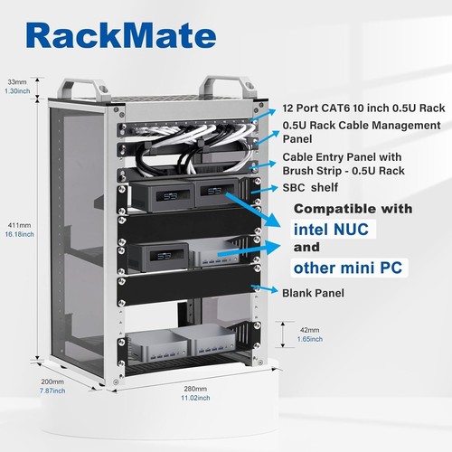 DeskPi RackMate T1 - Versatile 10 Inch 8U Server Rack for Network & Audio Gear - Picture 5 of 11