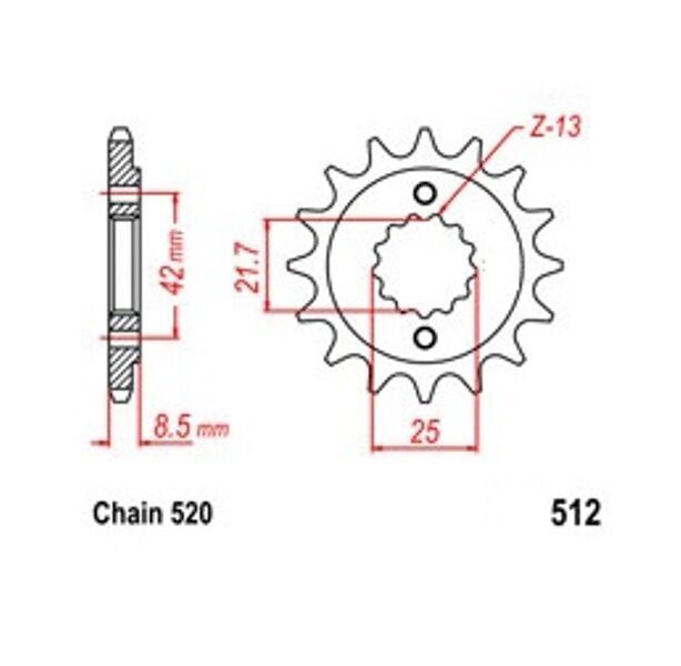 Pignon de sortie de boîte 17 dents chaîne 520 pour Kawasaki GPZ 550