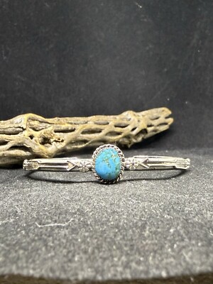 Navajo kingman turquoise Sterling Silver Arrow cuff bracelet signed & stamped