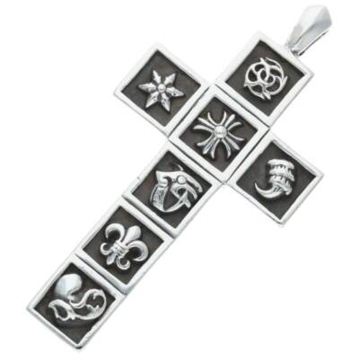 Chrome Hearts Multi-Frame Cross Pendant Silver Necklace Top Chrome Hearts Multi-Frame Cross Pendant Silver Necklace Top