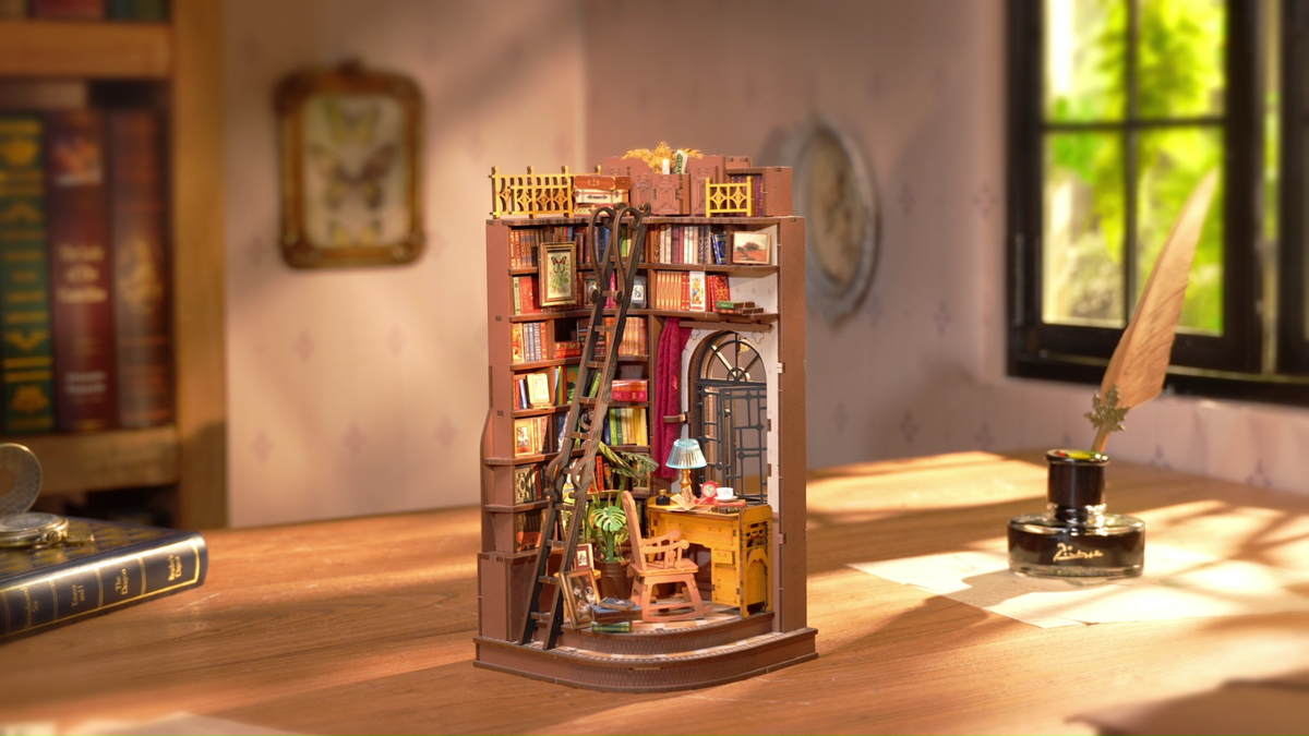 Rolife DIY Silent Corner Study DIY Book Nook Shelf Bookshelf
