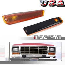 For 73-79 Ford F-150 Truck 78-79 Bronco Amber Front Turn Signal Lamp Housing Kit
