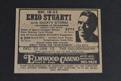 1972 Print Ad Windsor Canada Enzo Stuarti Elmwood Casion Morty Storm Art Dancing