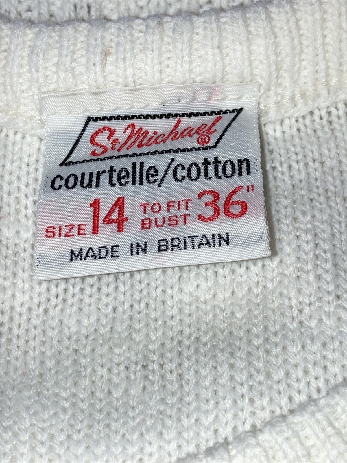 Vintage Early 1970s White St Michael (M & S) Jumper/Top, Size 14, 36" Bust 7