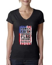 Five Things You Don't Mess With USA Flag Women Junior Fit V-Neck Tee