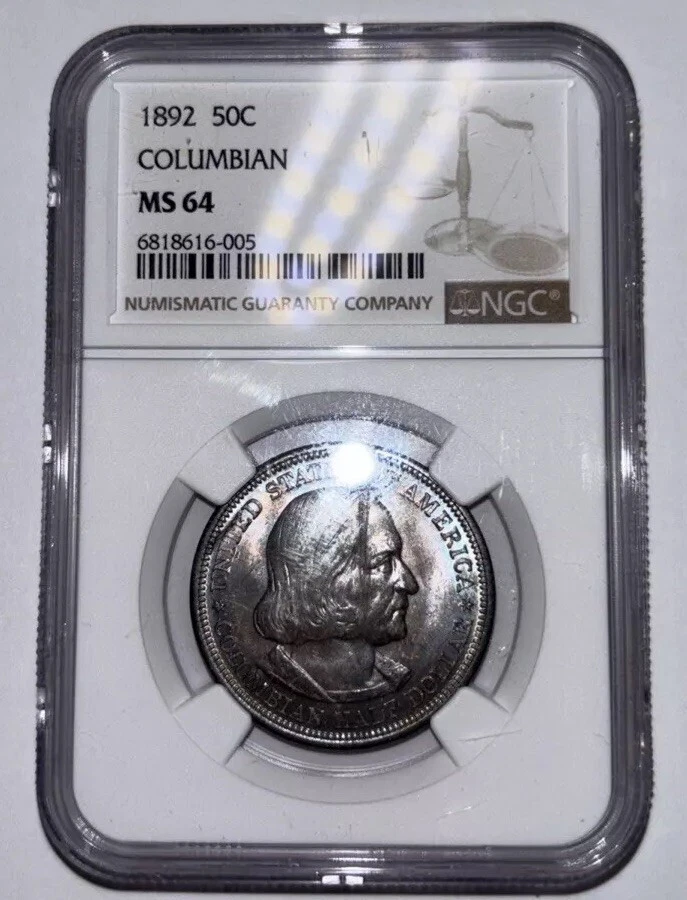 1892 COLUMBIAN EXPO COMMEMORATIVE SILVER HALF DOLLAR NGC MS 64 - TONED - Image 3 of 4