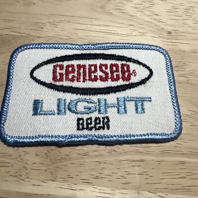 GENESEE LIGHT BEER 2 X 3 3/8 in Vintage PATCH Genesee Brewing Rochester, NY
