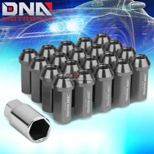 20PCS 50MM SILVER ALUMINUM 25MM OD M12X1.25 CONICAL CLOSED-END LUG NUTS+ADAPTER