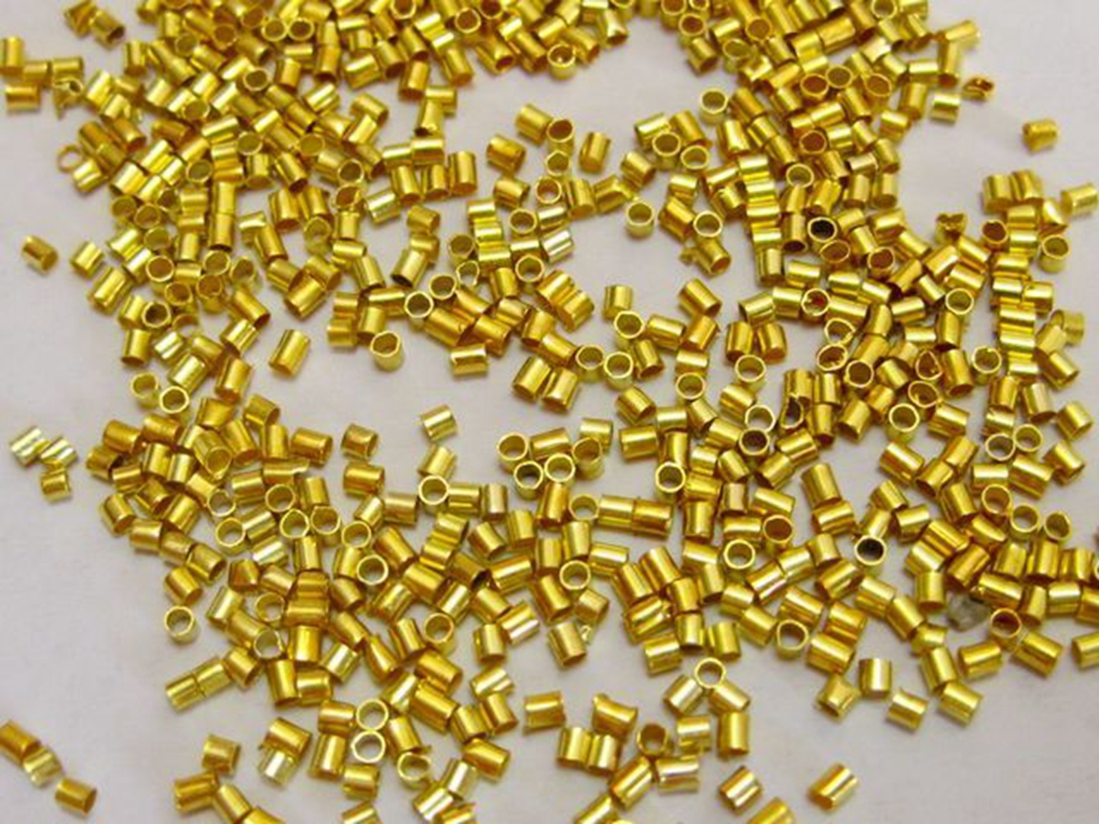 2500 Golden Plated Brass Tube Crimp End Beads 1.5mm Findings eBay