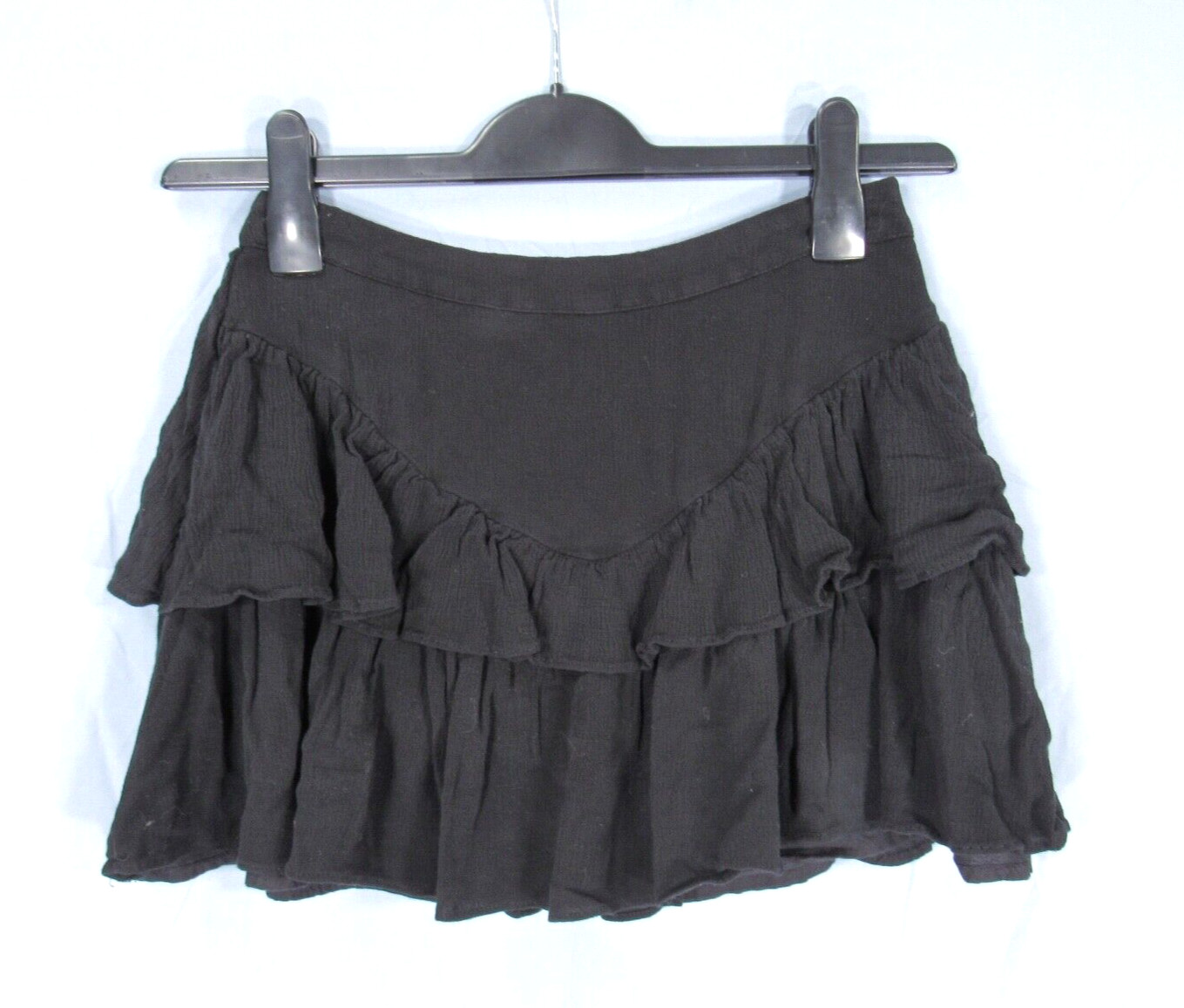 SUPERDOWN Solid Black RAYON CHALLIS Side-Zip TIER… - image 1