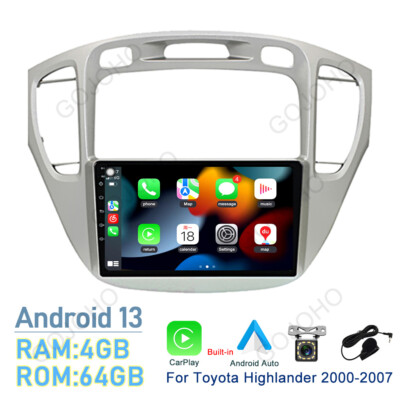 9'' 64GB Carplay For Toyota Highlander 2000-2007 Android 13 Car Stereo Radio GPS