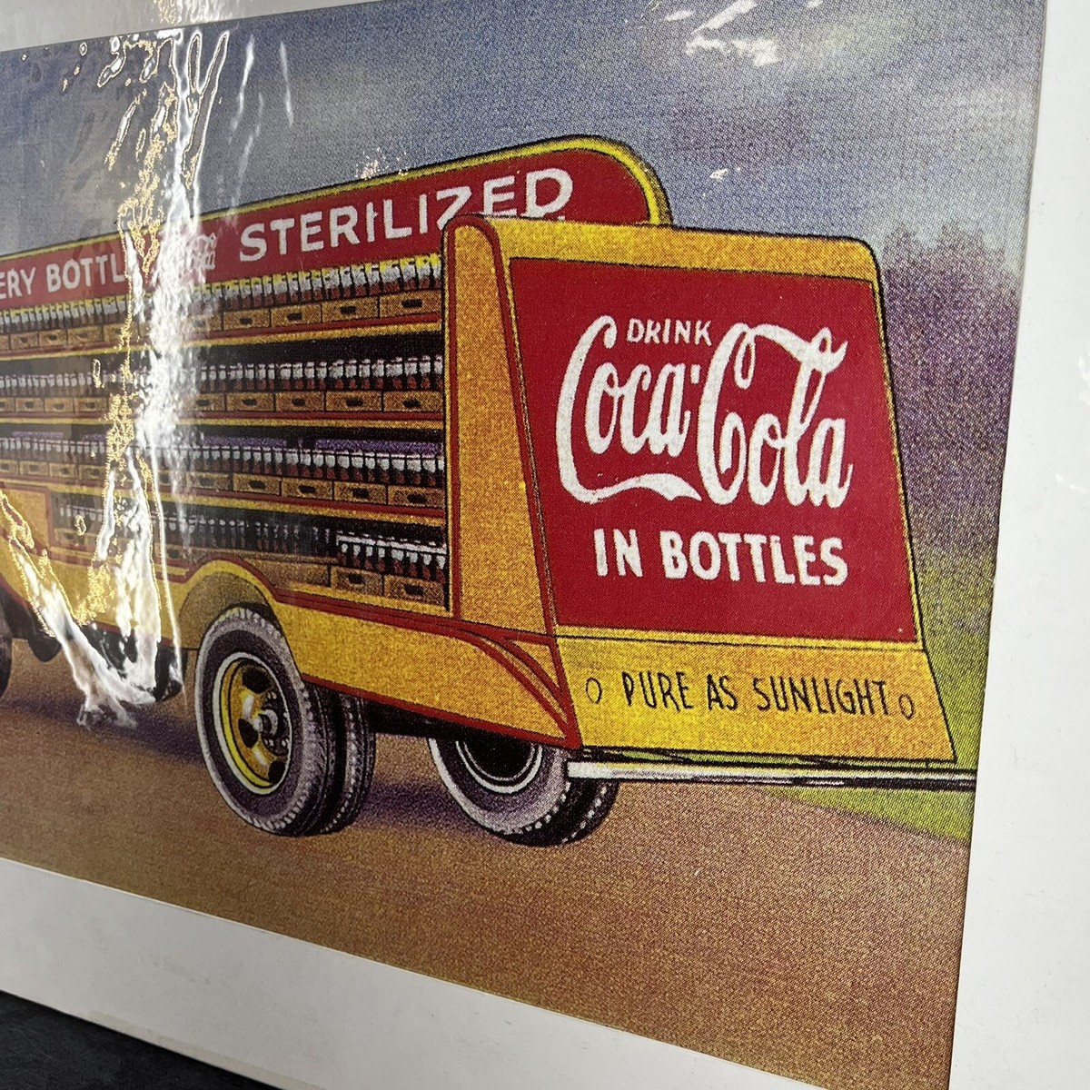 Vintage Coca Cola Yellow Truck Wall Art Sign Advertising Soda Pop