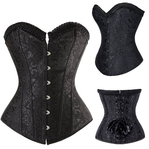 Women Overbust Boned Corset Burlesque Basque Top Lace-Up Costume Dress Size 6-24 - Bild 25 von 35