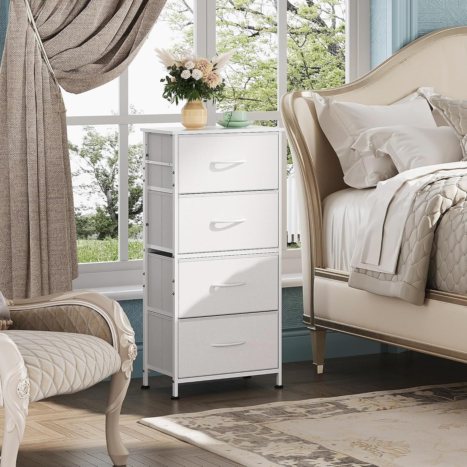 Stylish 4-Drawer Fabric Dresser - Sturdy Storage Tower for Bedroom & Entryway