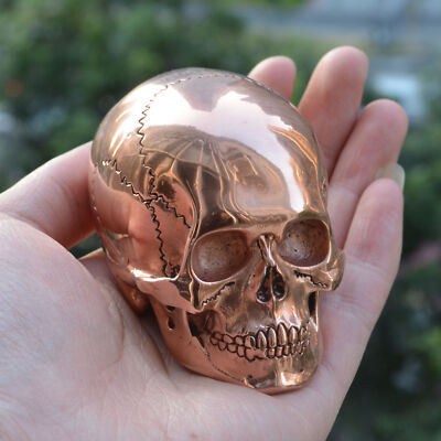 Fine Pure Copper Copper Human Skull DIY Decoration,Polished