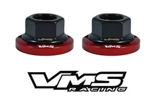 6 VMS RACING STRUT TOWER DRESS UP RED WASHERS & BLACK FLANGED NUTS FOR TOYOTA