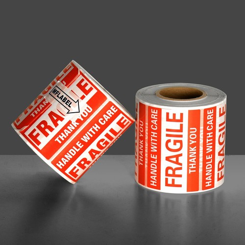 6 Rolls 2" x 3" Fragile Handle With Care Thank You Stickers Labels 500 Per Roll - Picture 2 of 11