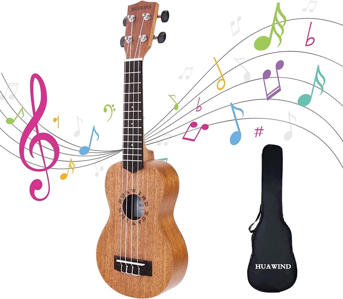 Strong Wind Soprano Ukulele for Beginners,Mahogany 21 Inch Hawaiian Adult  Ukelel