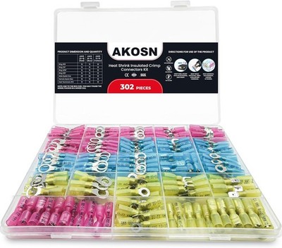 Title302 Pcs Heat Shrink Wiring Connectors KitWaterproof Insulated Electrical