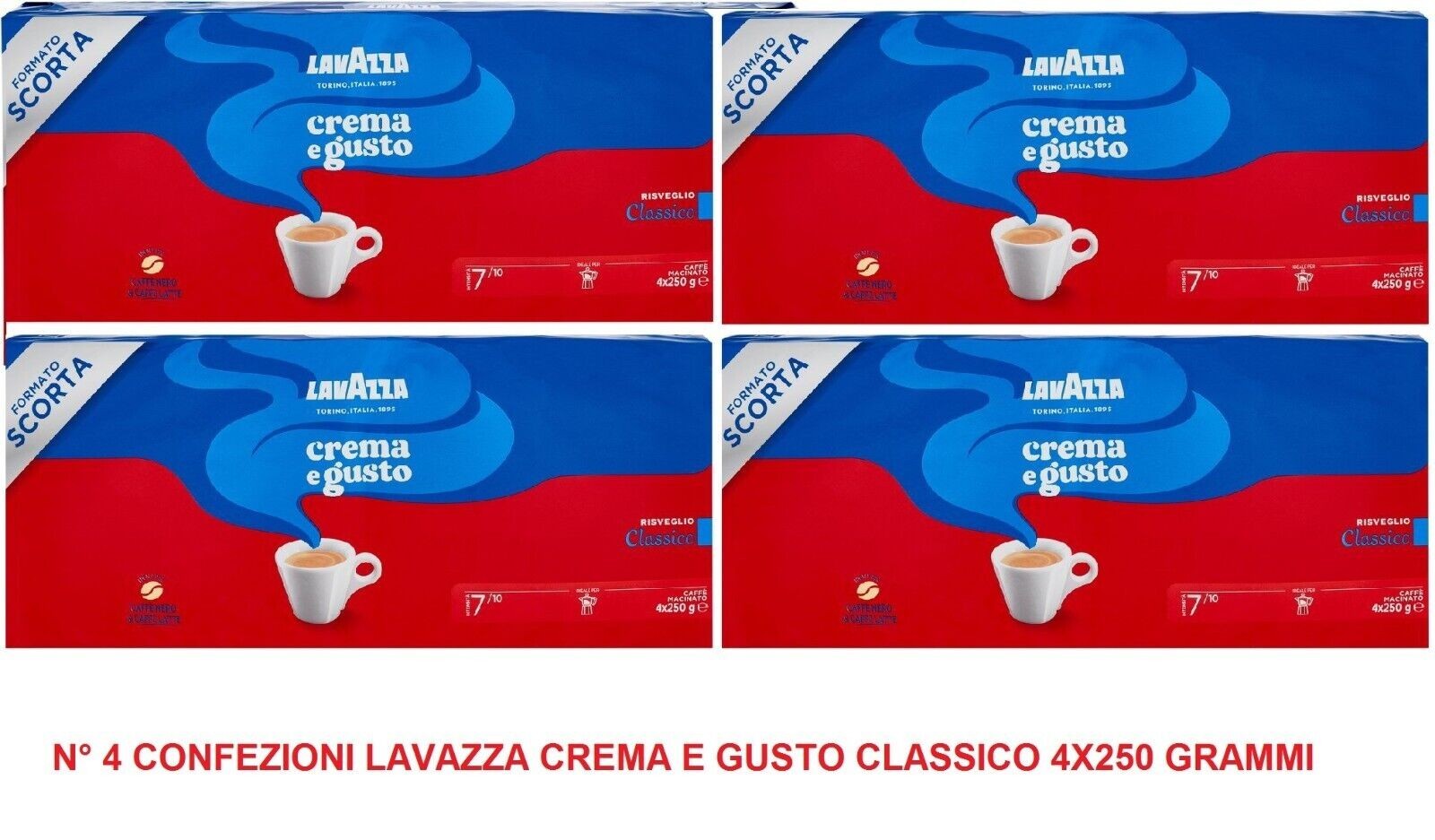 Café Lavazza Crema Y Gusto Molido Espresso Clásico Para Moka Caja 4 Kg 4x250gr