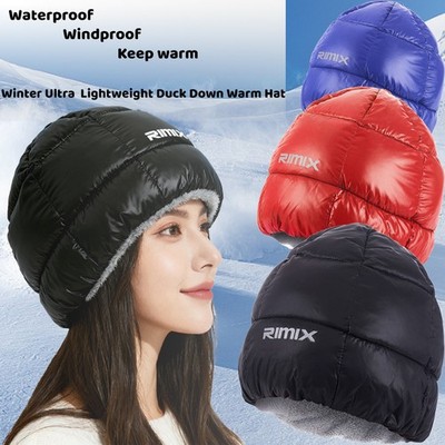 Winter Skiing Ultra Lightweight Waterproof Windproof Down Fleece Warm Beanie Hat