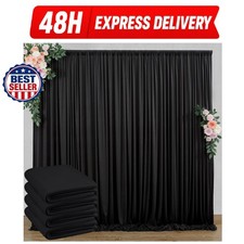 Black Backdrop Curtain 20x10 ft Wrinkle Free 4 Panels Polyester Photo Drapes