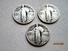 Three (3) 90% Silver Standing Liberty Quarters 1929