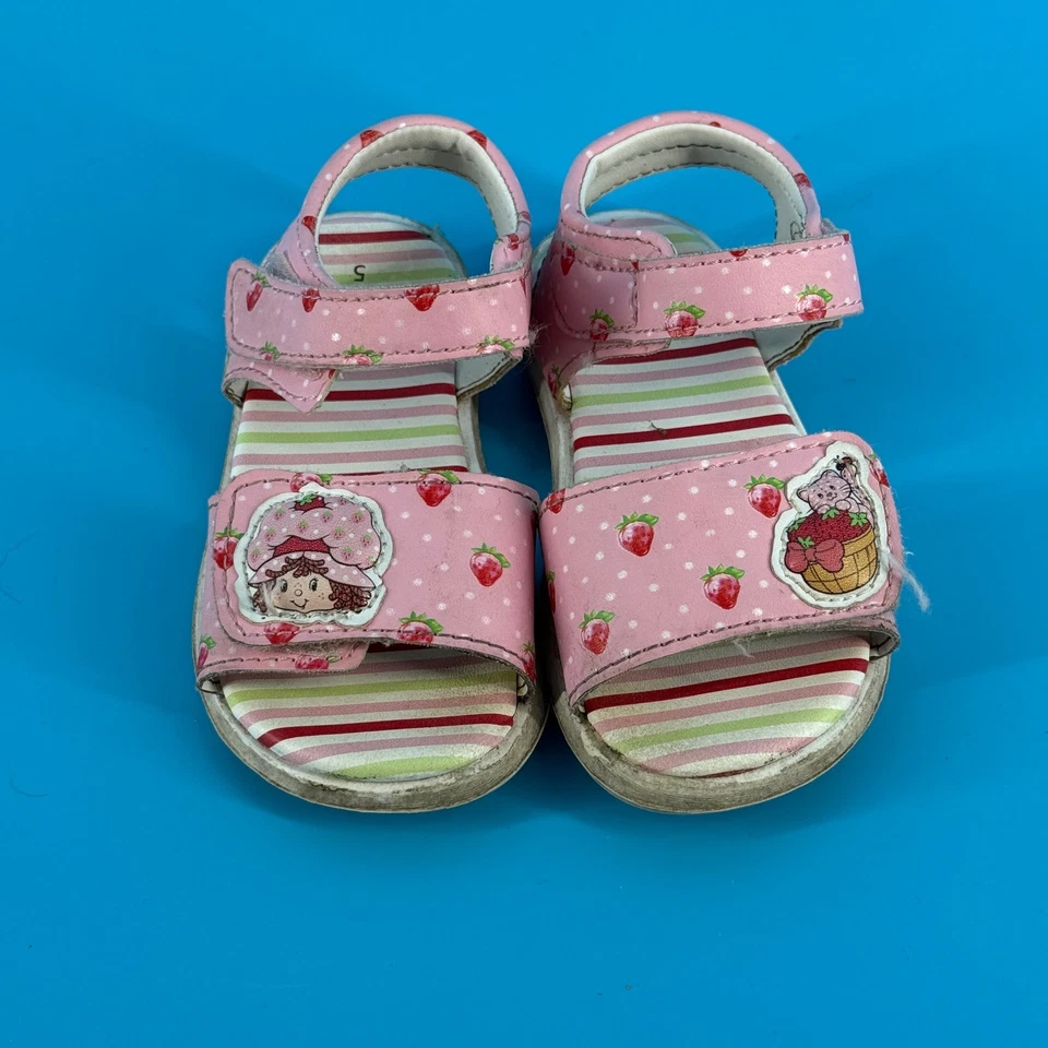 Sandalias De Colección Strawberry Shortcake Niñas Pequeñas Talla 5 Rosa Rayas Personaje Foto 2 de 4