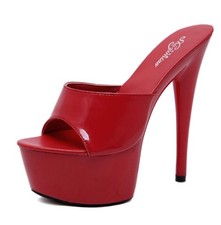 Womens Peep Toe High Heels Slippers Party Casual Summer Faux Leather Mules Size