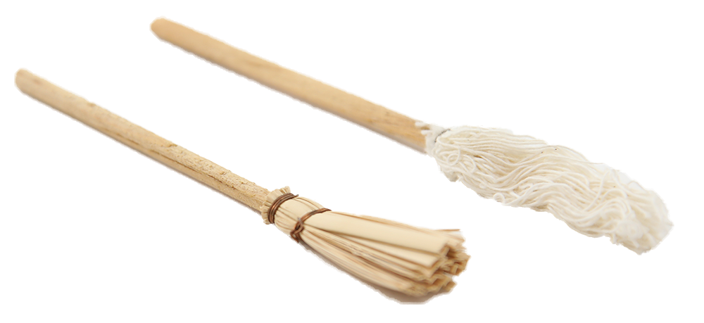 Dolls House Besom Broom Brush & Mop Pioneer Cabin Kitchen Cleaning Accessory