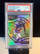 2020 Panini Select Justin Jefferson Silver Prizm RC Rookie Card PSA 10. rookie card picture