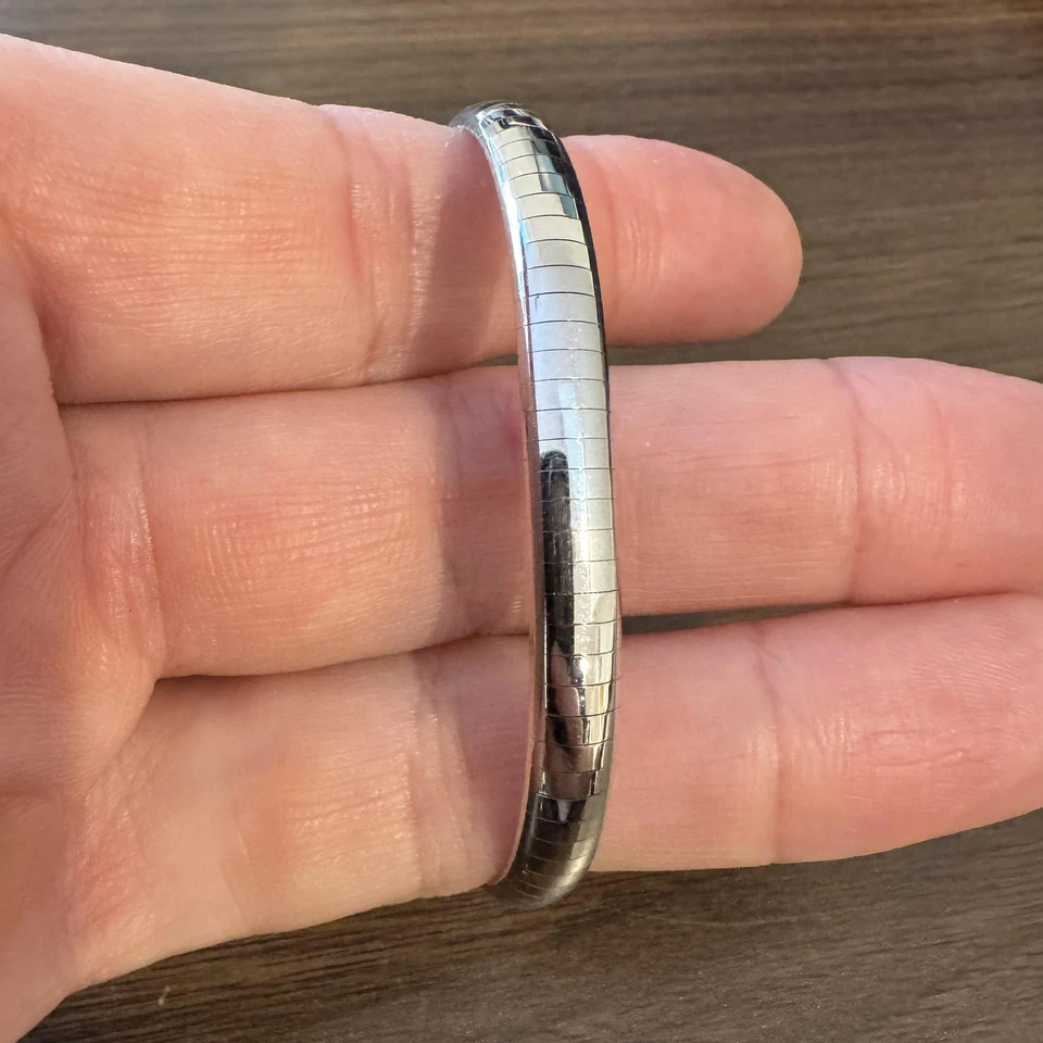 Brazalete de eslabones Omega de oro blanco de 14k 17g sólido de 6 mm Italia 7" Foto 2 de 4