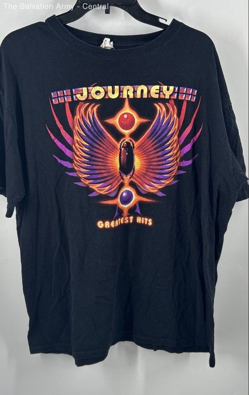 Mens Black Graphic Print 2012 Journey Greatest Hits Pullover T-Shirt Size XL