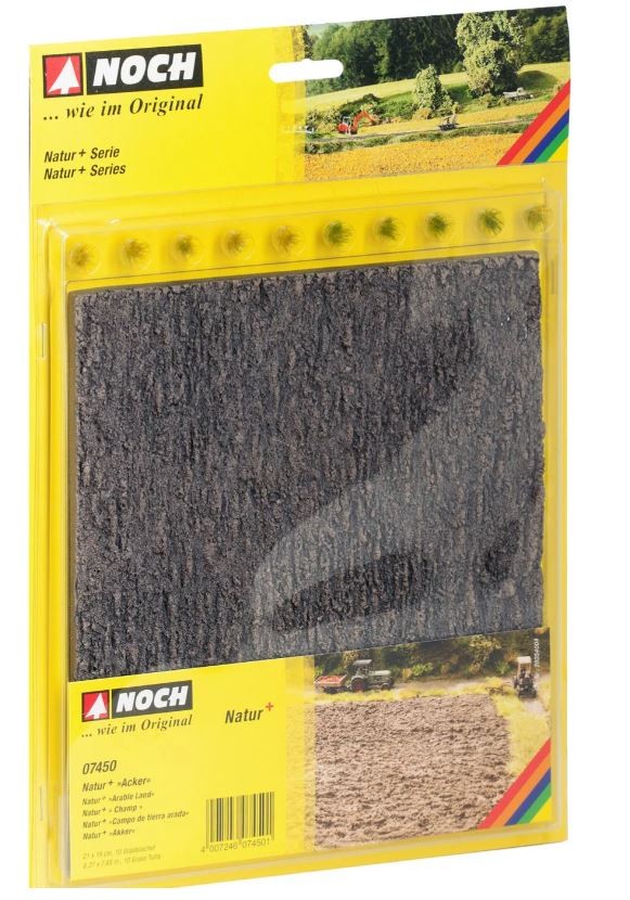 Tapis de champs de terre 21x19 cm NOCH avec touffes d'herbe pour modélisme