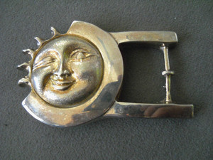 Kieselstein-Cord Southwestern Inspired Silver & Goldish Tone Sun Peg Belt Buckle