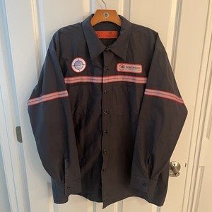 Northwest Airlines Union Mechanic Button Up Shirt Men XXL 2XL Gray Long Sleeve