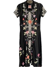 Johnny Was Los Angeles Embroidered Black Maxi Floral Dress Women s XS Gorgeous