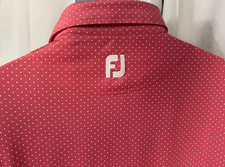 FootJoy FJ Men s M Pink w/ White Dots Short Sleeve Golf Polo Shirt EUC