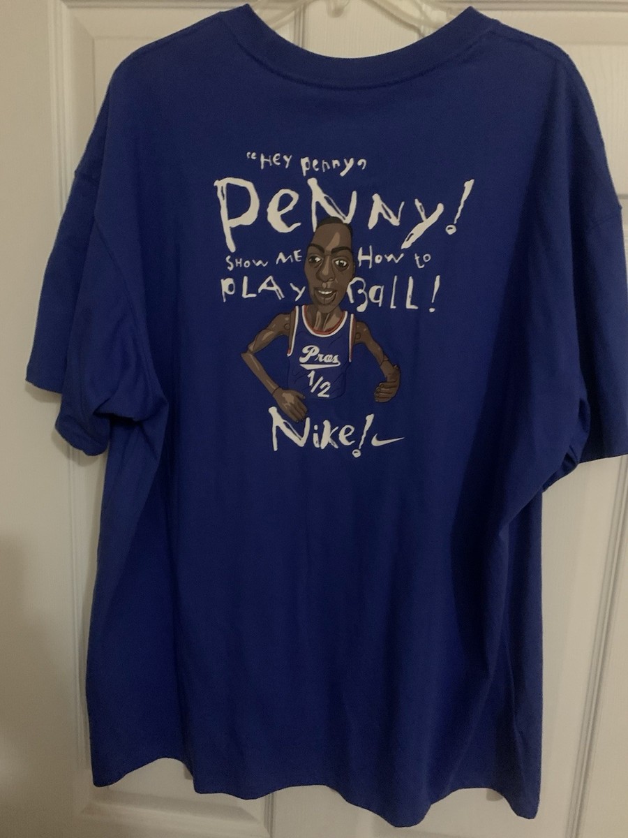 Nike Penny Hardaway Shirt Mens Large Game Blue Graphic Basketball