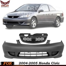 Front Bumper Cover Paintable Grille Assembly Kit For 2004-2005 Honda Civic