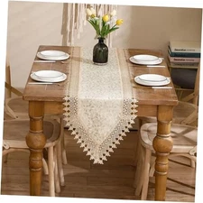  Boho Table Runner for Khaki Table Runner with Gold Leaves 60"×15",Table Runner