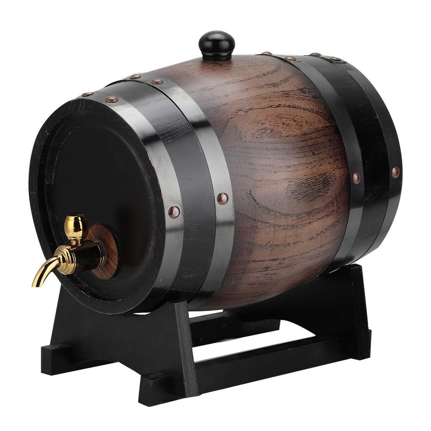 Oak Aging Barrel,3L Vintage Striped Black Red Oak Premium Wine Barrel Contain...