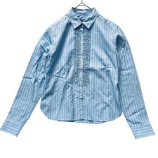 MARGARET HOWELL MHL. Stripe Frill Shirt Blue Size 3 Made In Japan