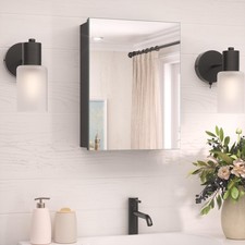 14 x 18 Black Medicine Cabinet, Aluminum Mirror Medicine Cabinet Wall Mounted...