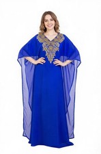 Abaya Georgette Royal Blue Kaftan Elegant Islamic Moroccan Eid SALE Dubai Gown