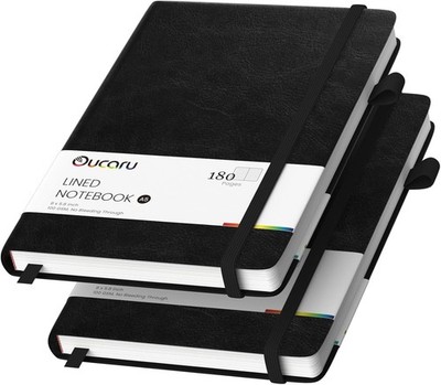 Lined Journal Notebook, 2 Pack, 180 Pages, A5 Journals for Writing, 100 GSM Thic