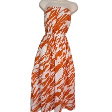 Michael Kors Orange and Ivory Strapless Maxi Dress, Women's Size 2